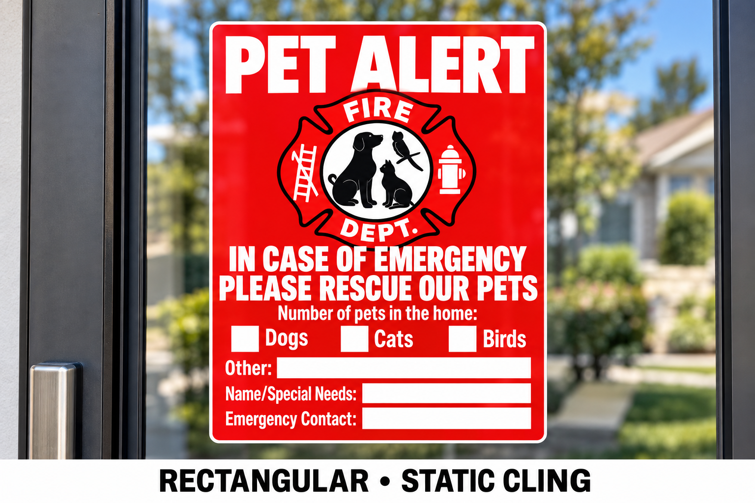 Static Cling — Inside glass, removable