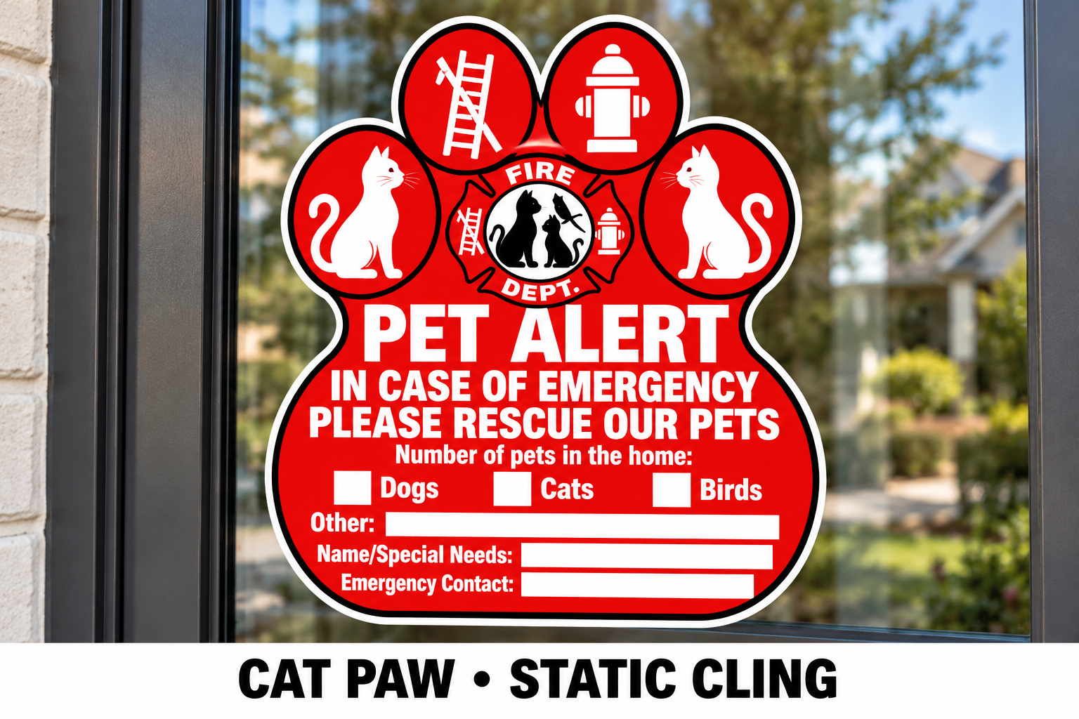 Static Cling — Inside glass, removable